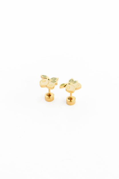 Lemon Bunch Stud Earrings - Hypoallergenic, Flat Back, Girl