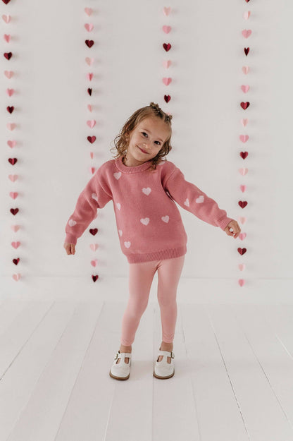Pink Hearts Knit Sweater