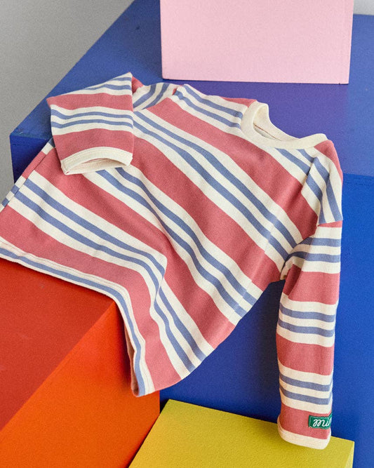 Striped Heavyweight Long Sleeve Tee - Pink