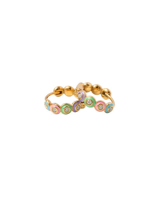 Rainbow Enamel Hoop Earrings - Hypoallergenic
