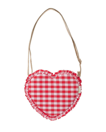 Gingham Ruffle Love Heart Bag