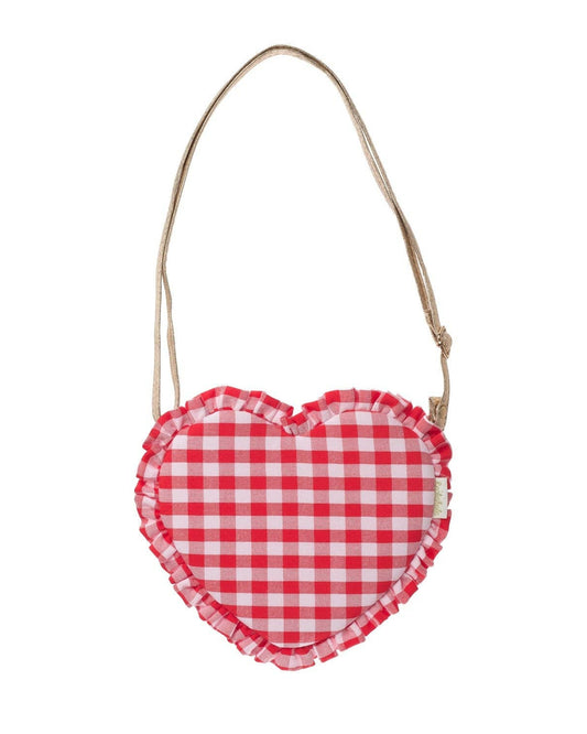 Gingham Ruffle Love Heart Bag