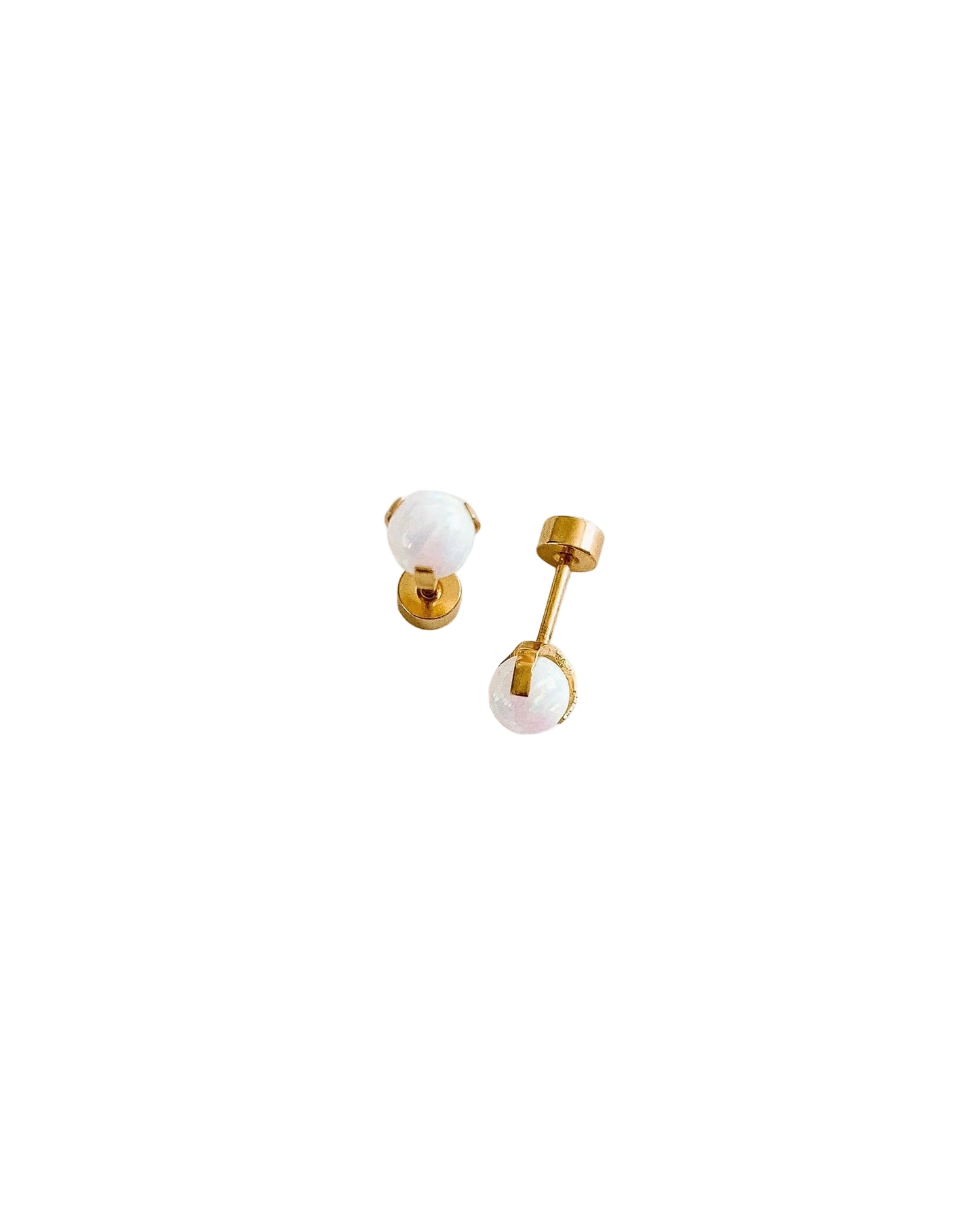 Opal Stud Earrings - Hypoallergenic, Flat Back