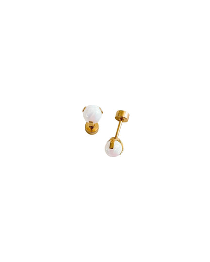 Opal Stud Earrings - Hypoallergenic, Flat Back