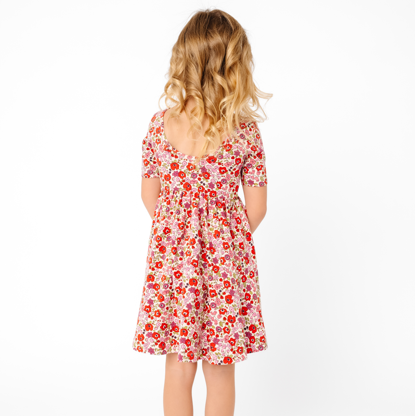 The Short Sleeve Ballet Dress in Poppy Floral
