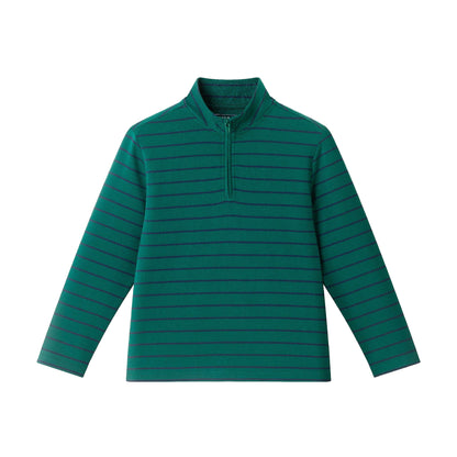 Green Stripe Quarter Zip Stripe Pullover