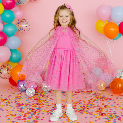 Raspberry Rhinestone Cape - Kids Dress Up Cape