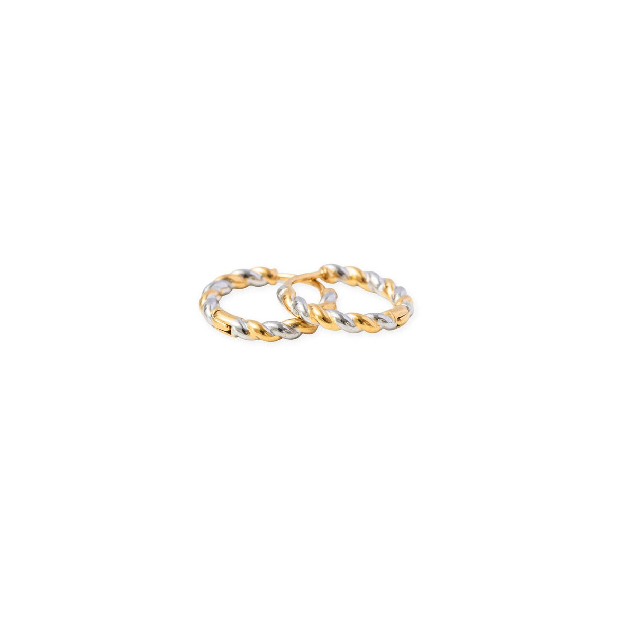 Mixed Metal Twisted Hoop - Hypoallergenic, Flat Back, Girl