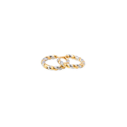 Mixed Metal Twisted Hoop - Hypoallergenic, Flat Back, Girl