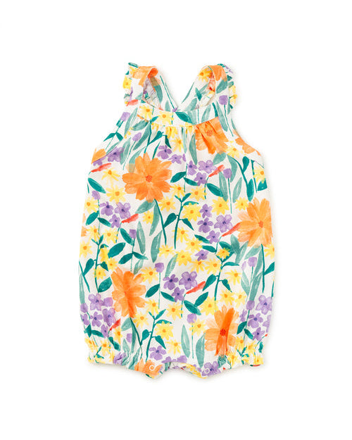Cross-Back Bay Romper Watercolor Floral