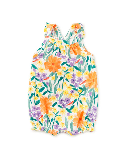 Cross-Back Bay Romper Watercolor Floral