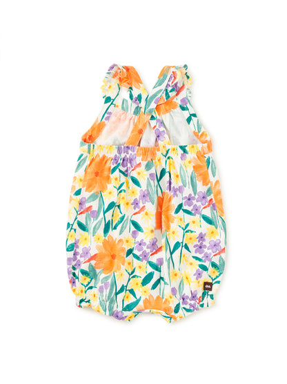Cross-Back Bay Romper Watercolor Floral