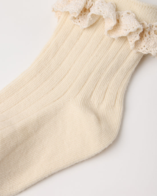 Lace Trim Socks- Rosewood and Natural- 2pk