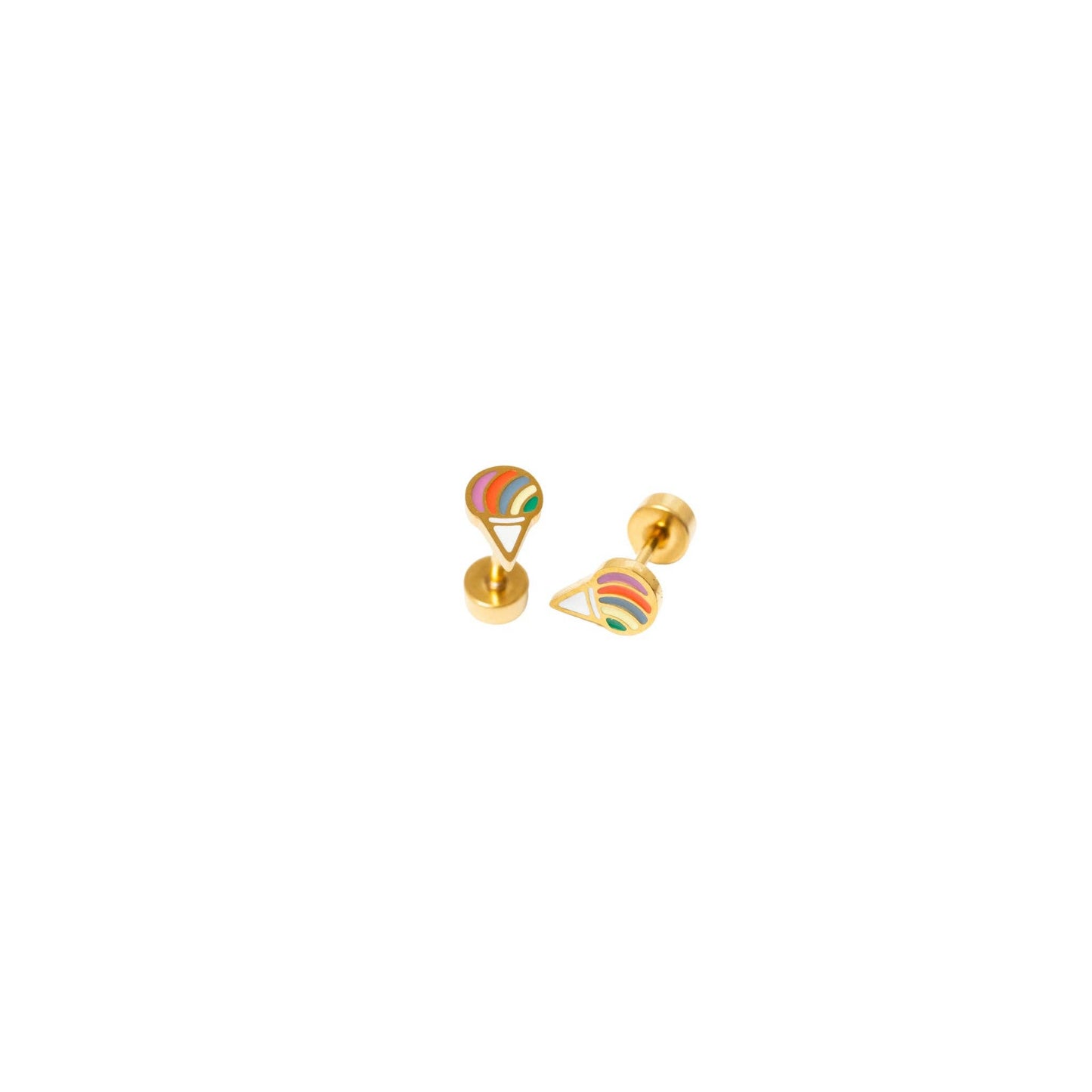 Snowcone Stud Earrings -Hypoallergenic, Flat Back, Girl Gift