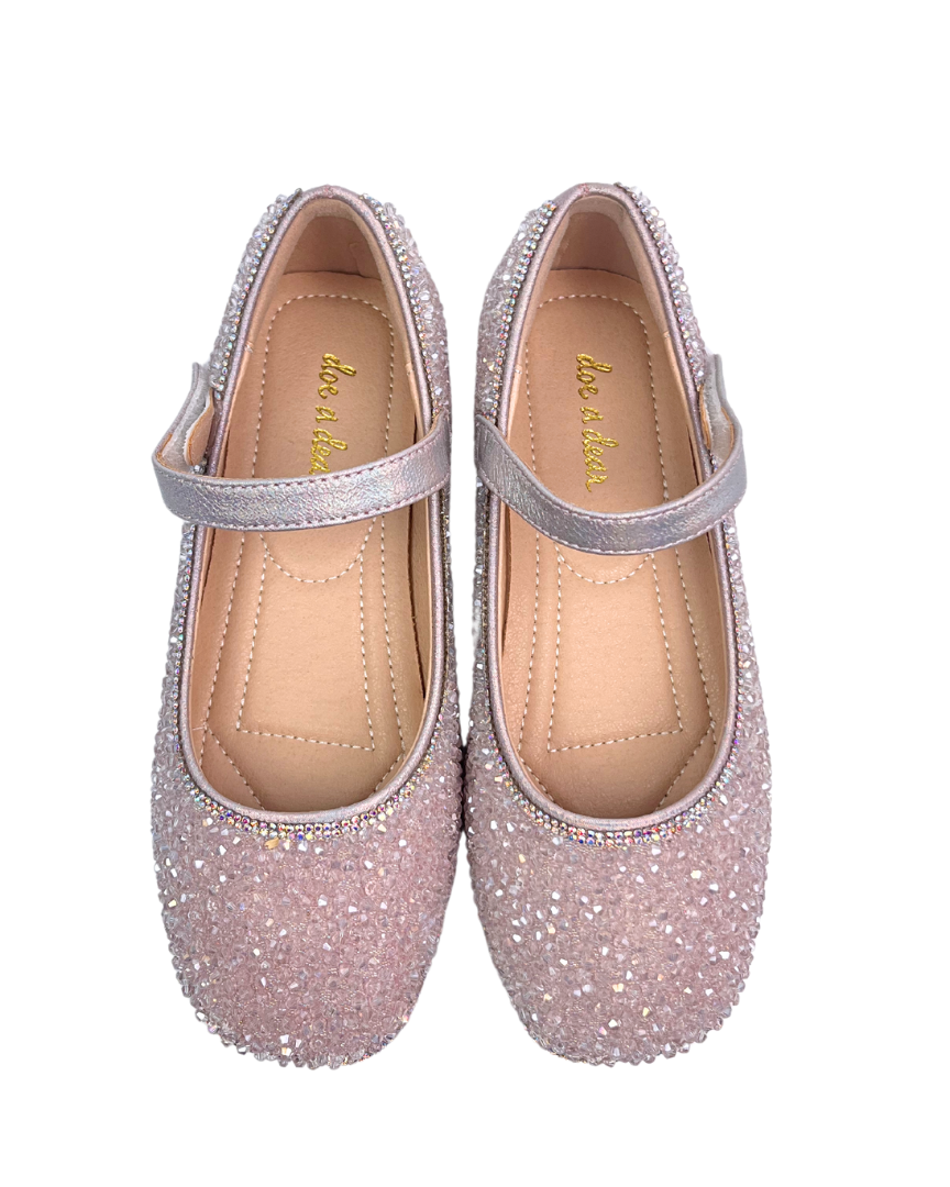 Pink Clear Stone Flat Shoes