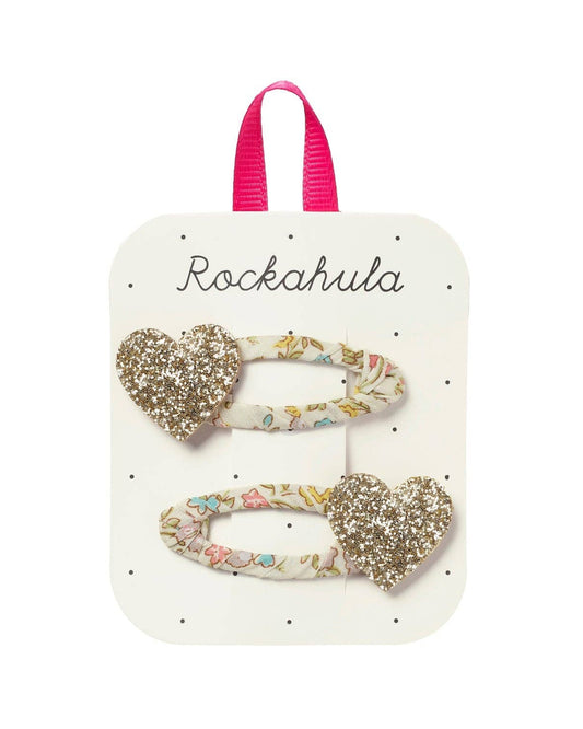 Petal Glitter Heart Clips