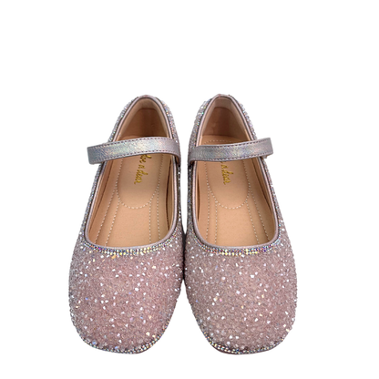 Pink Clear Stone Flat Shoes