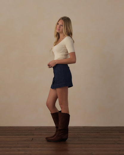 Teen Scalloped Tee- Natural