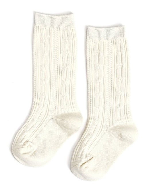 Ivory Cable Knit Knee High Socks