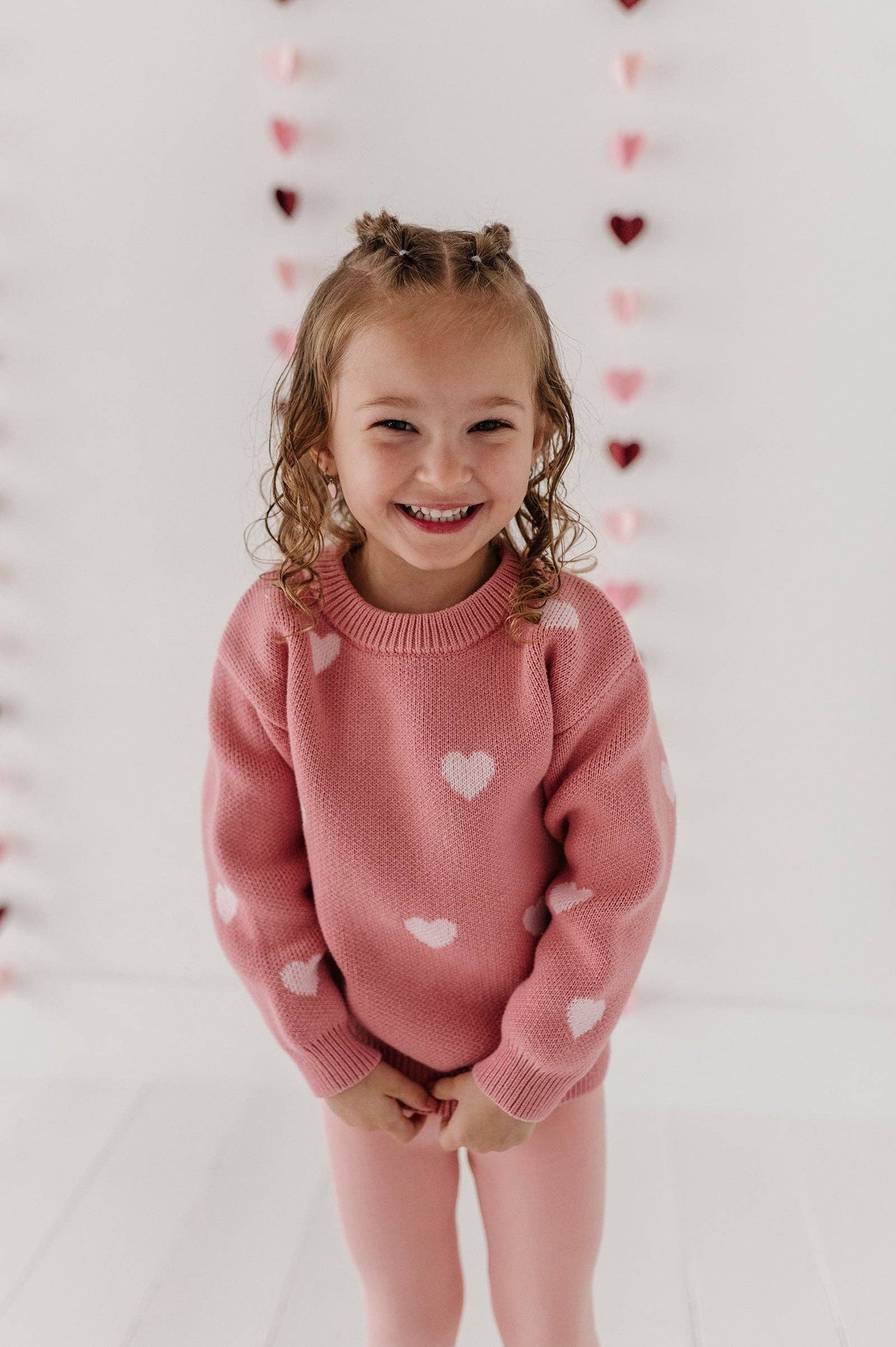Pink Hearts Knit Sweater