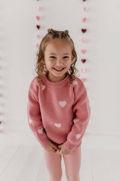 Pink Hearts Knit Sweater