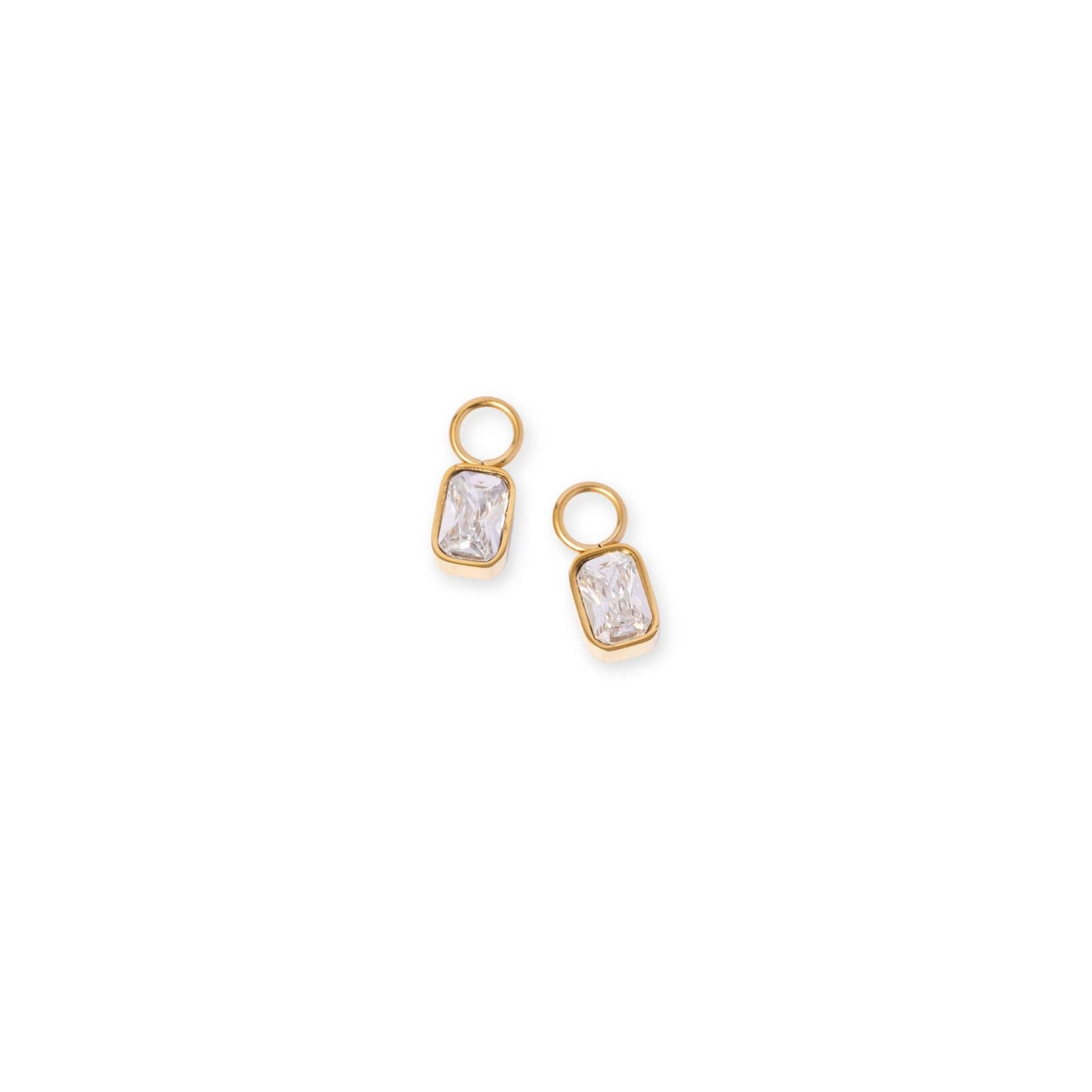 Pearl Stud + Diamond Emerald Charm Set