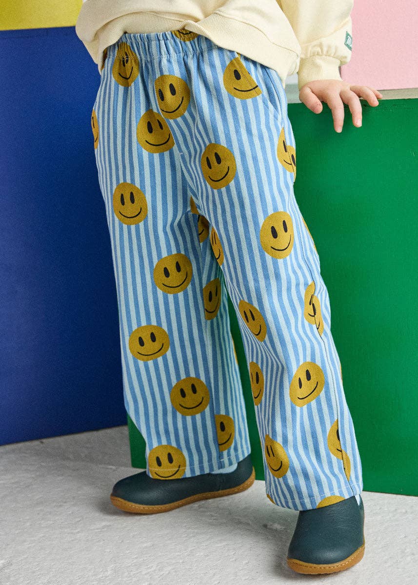 Striped Denim Smiley Pant