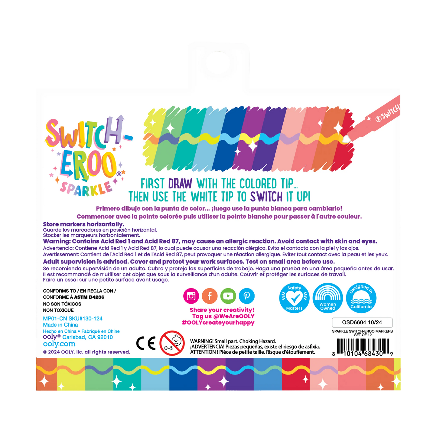Sparkle Glittery Color Changing Markers (Set of 12)