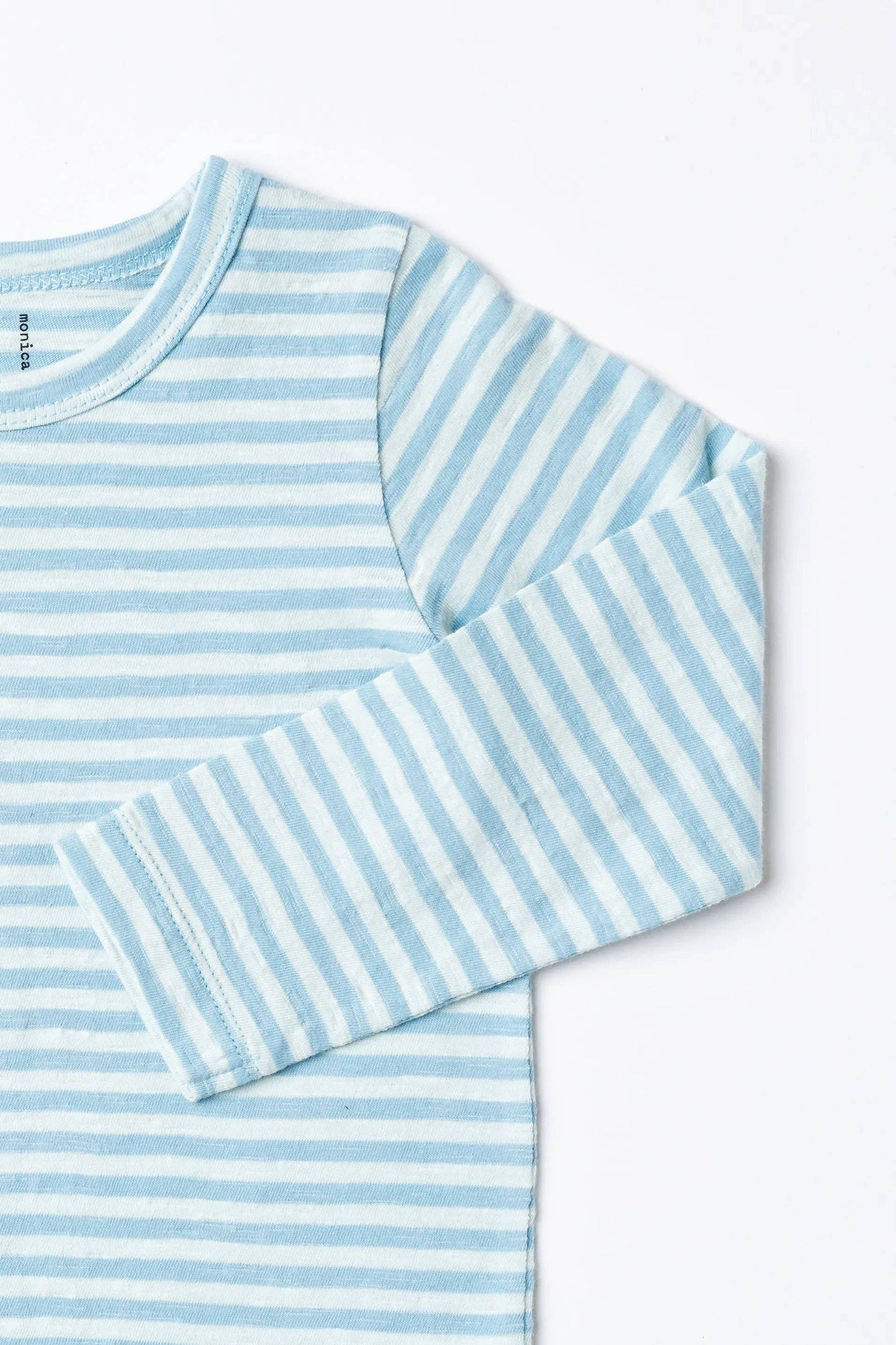 Blue Tonal Stripe Long Sleeve Crewneck Tee