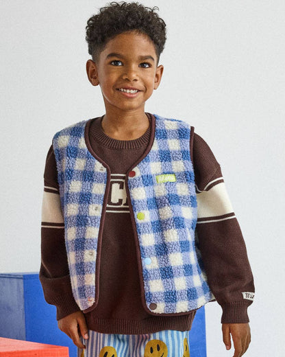 Fleece Vest - Blue Check