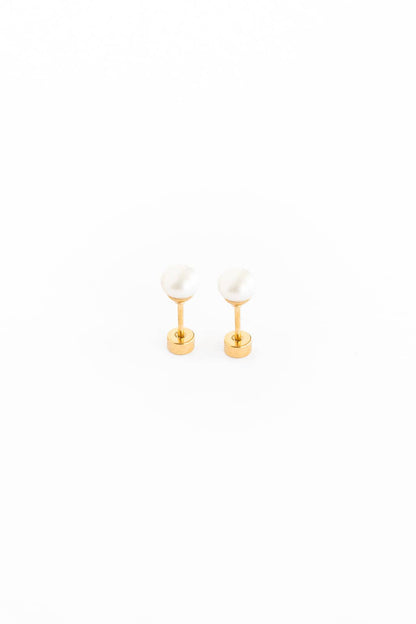 Pearl Stud + Diamond Emerald Charm Set