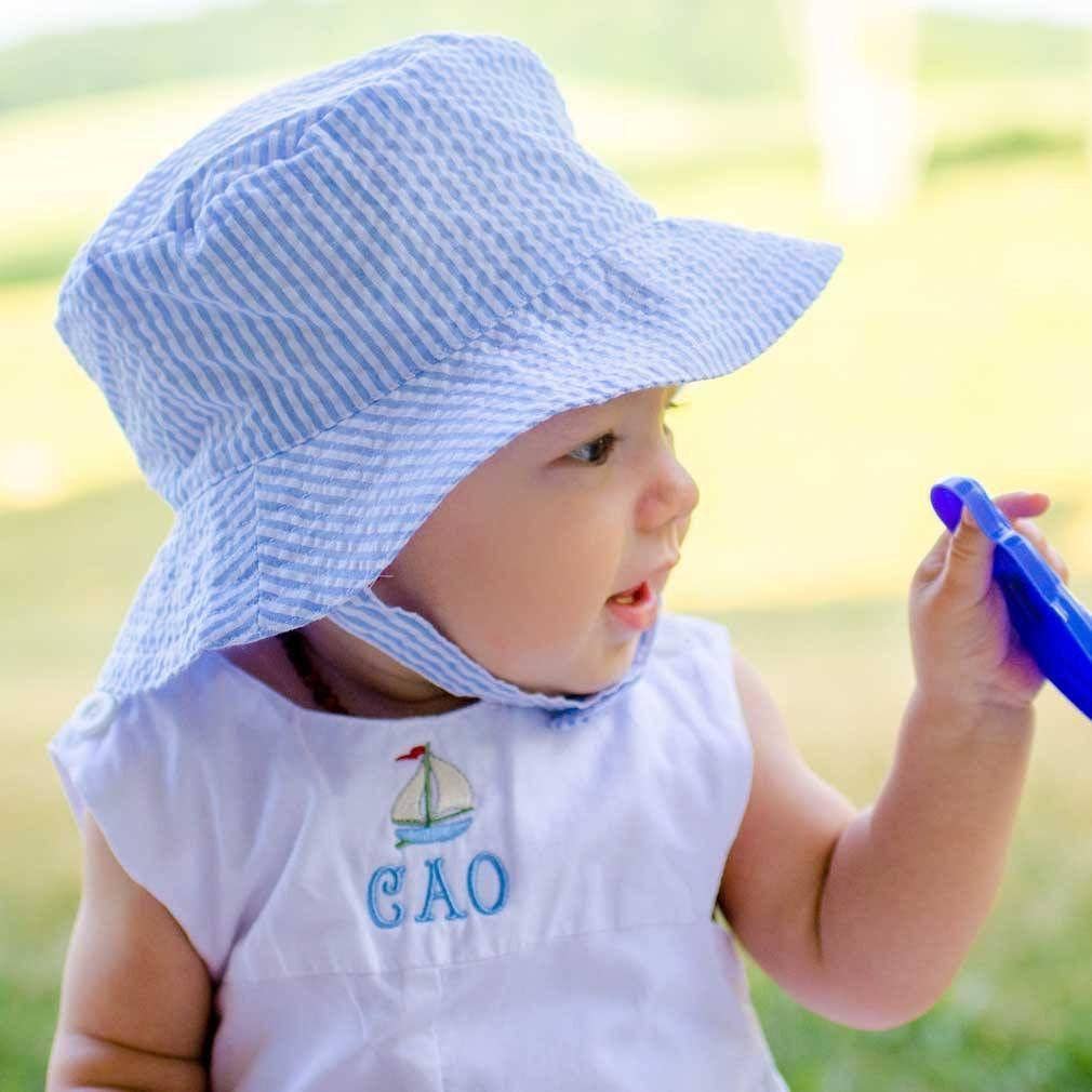 Light Blue Stripe Seersucker Bucket Hat