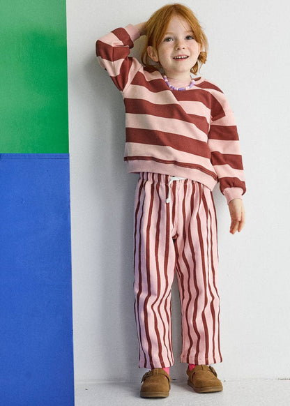Striped Sweatshirt - Burgundy & Pink