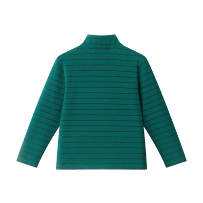 Green Stripe Quarter Zip Stripe Pullover