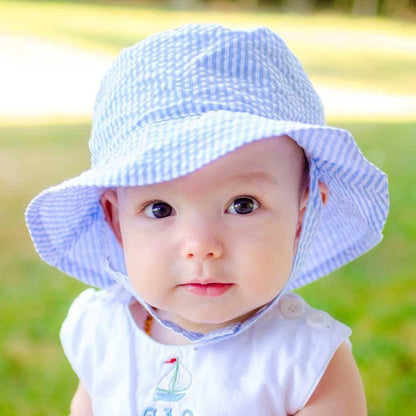 Light Blue Stripe Seersucker Bucket Hat