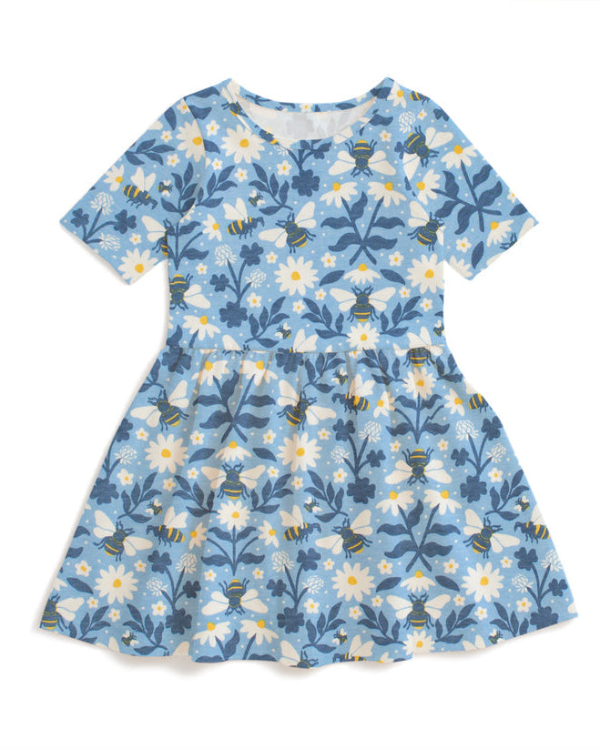 Alberta Dress- Bees Blue