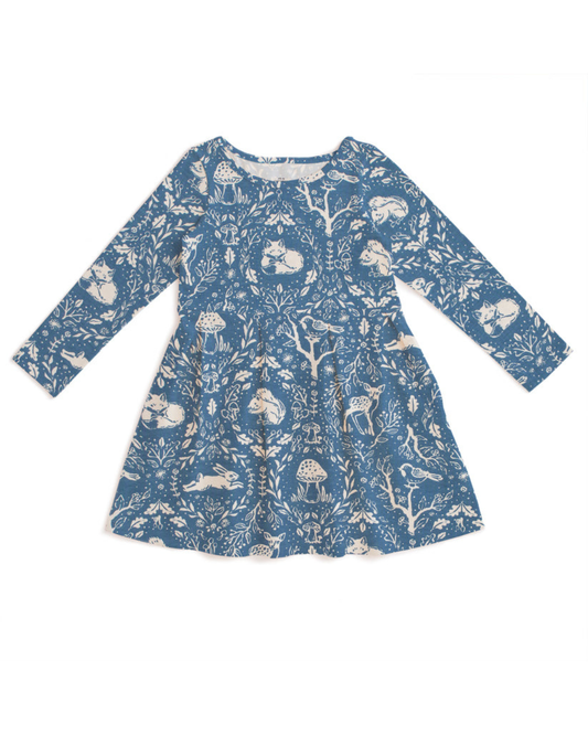 Madison Dress- Animal Tapestry Blue