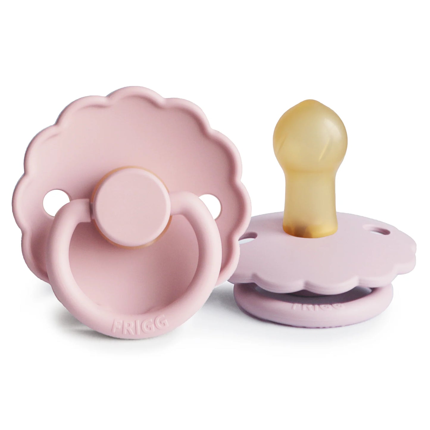 FRIGG Daisy Natural Rubber Pacifier 2-Pack - Baby Pink/Soft Lilac