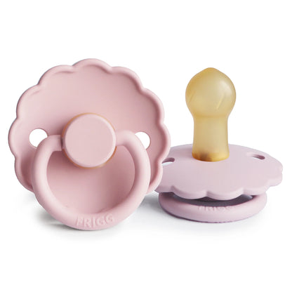 FRIGG Daisy Natural Rubber Pacifier 2-Pack - Baby Pink/Soft Lilac