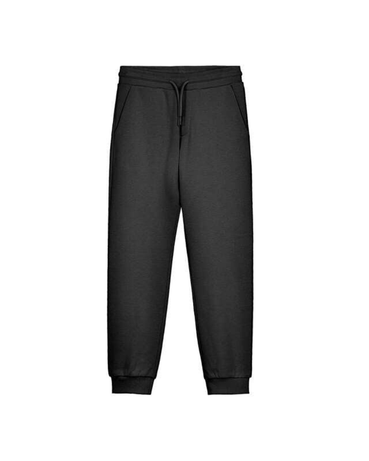 Basic Cuffed Fleece Trousers- Black
