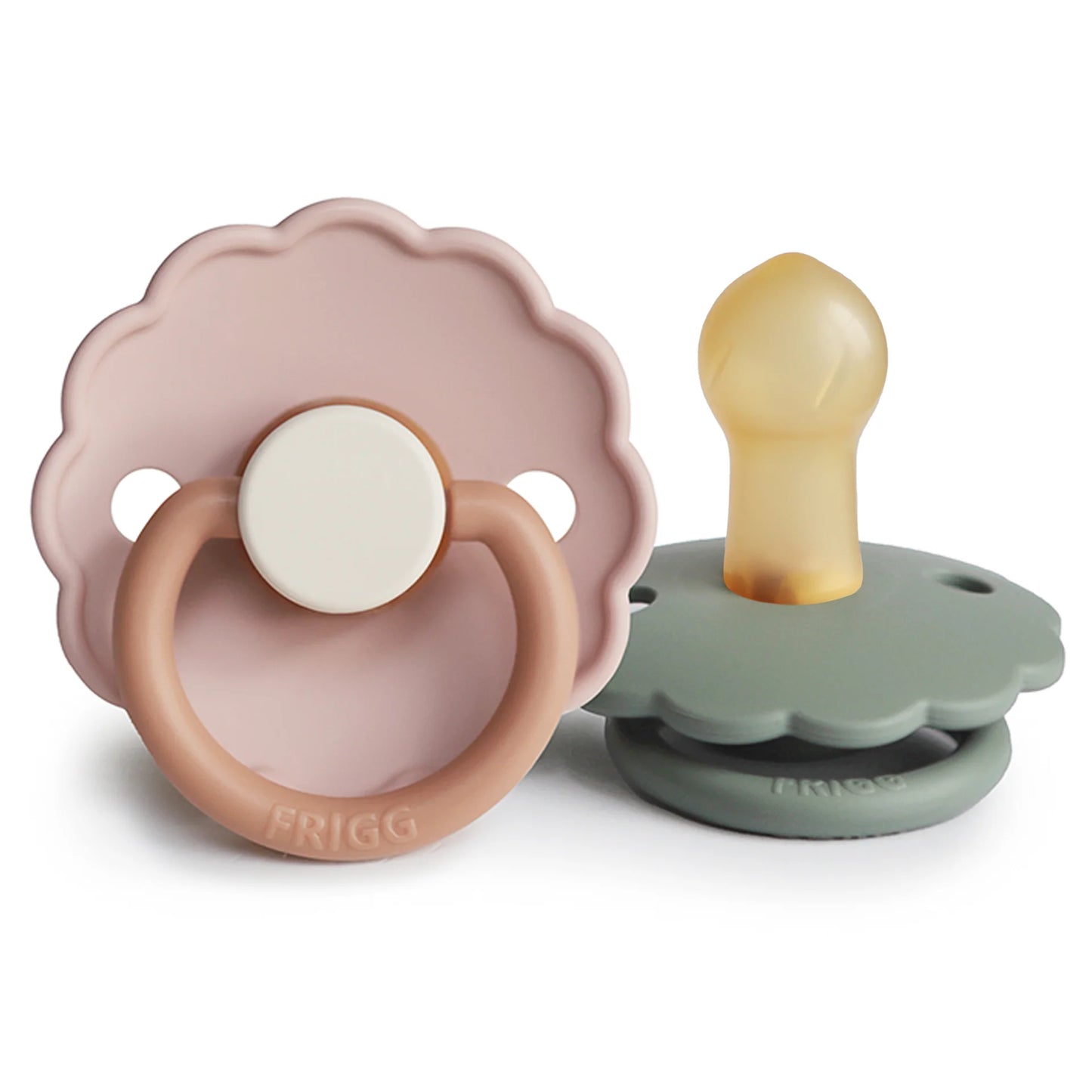 FRIGG Daisy Natural Rubber Pacifier 2-Pack -  Biscuit/Lily Pad