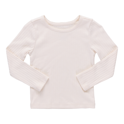 Seesaw Long Sleeve Rib T-shirt- Cream