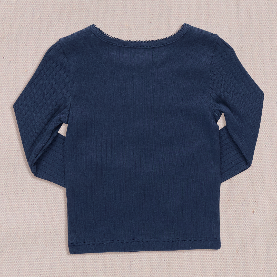 Seesaw Long Sleeve Rib T-Shirt- Navy