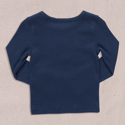 Seesaw Long Sleeve Rib T-Shirt- Navy