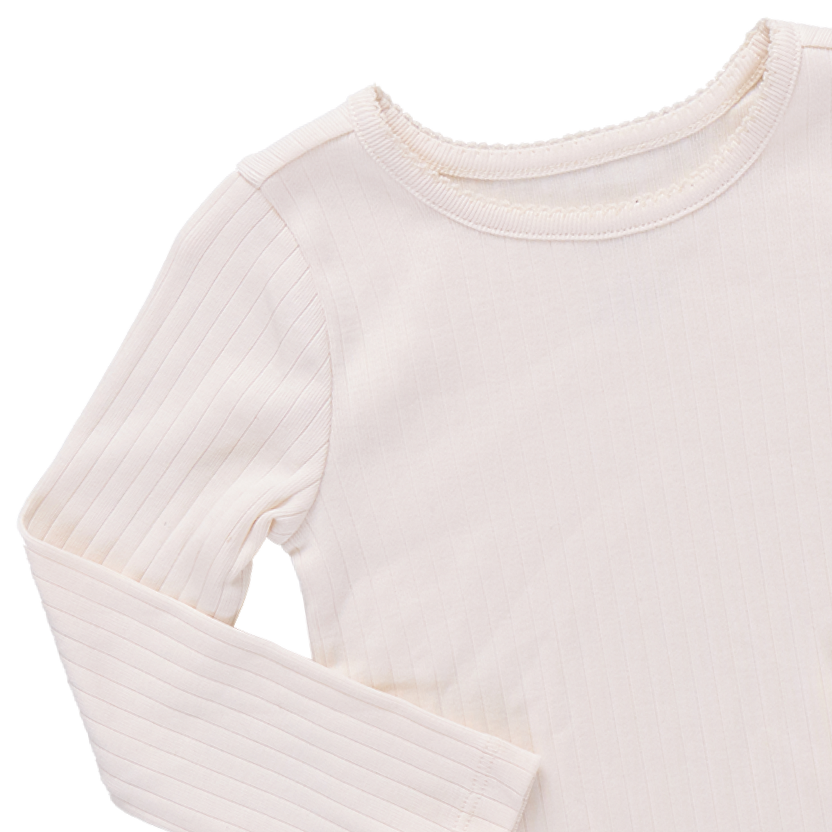 Seesaw Long Sleeve Rib T-shirt- Cream