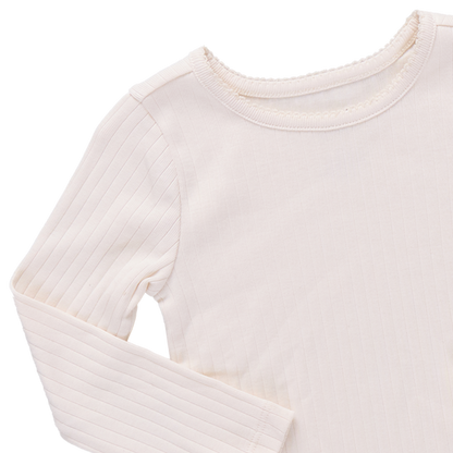 Seesaw Long Sleeve Rib T-shirt- Cream