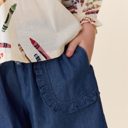 Bailey Ruffle Pants- Chambray