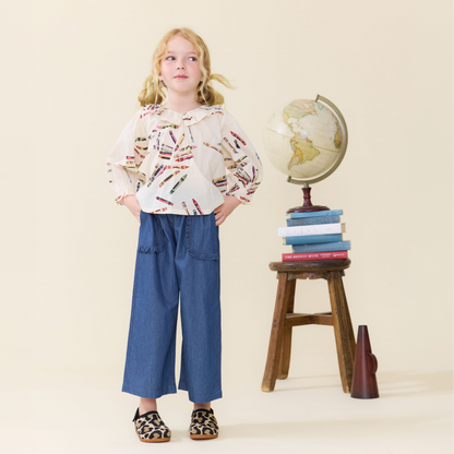 Bailey Ruffle Pants- Chambray