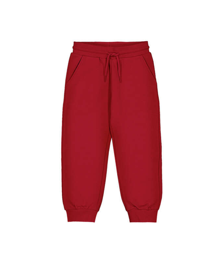 Basic Cuffed Fleece Trousers- Red