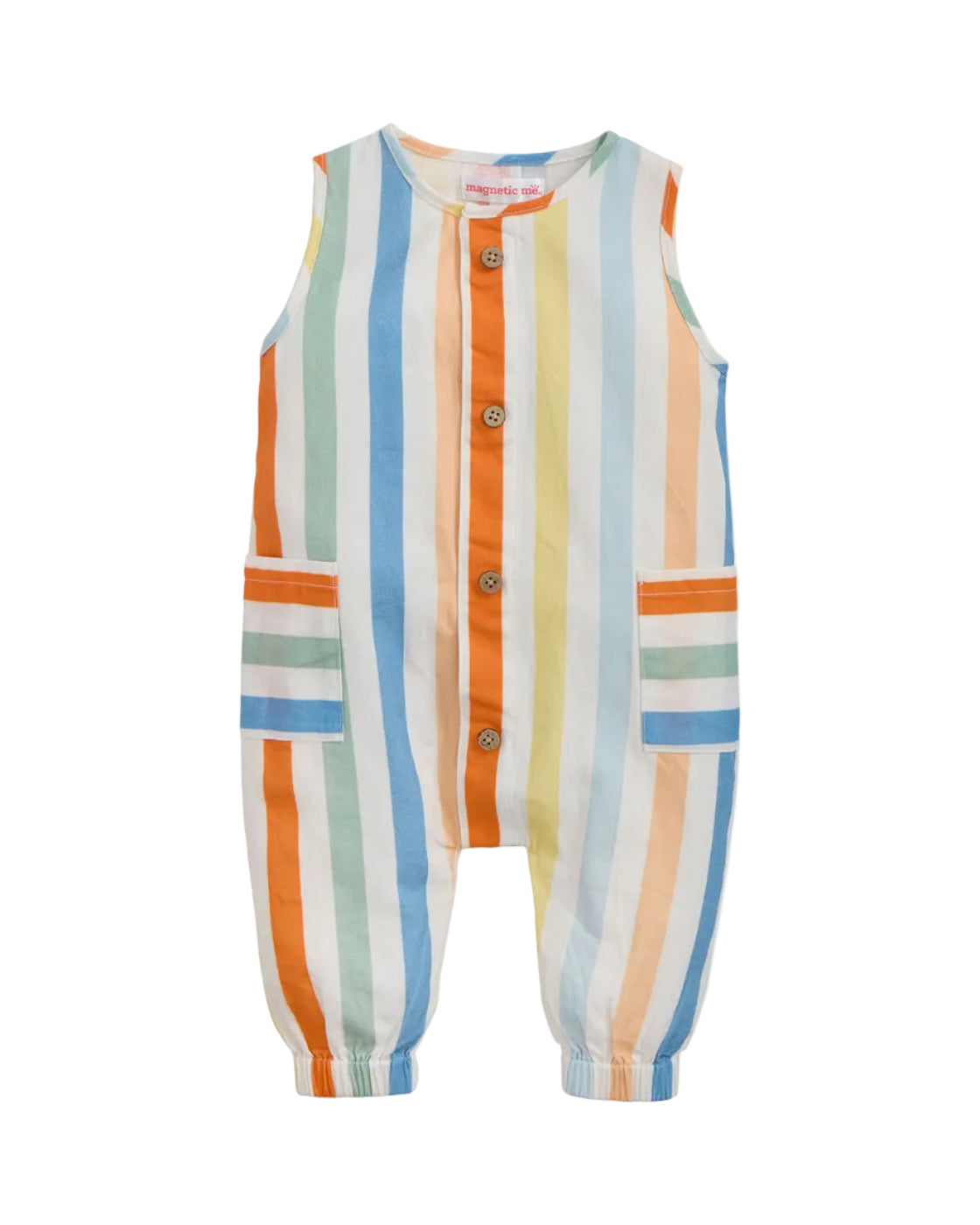 Multi Stripe Woven Sleeveless Pant Romper